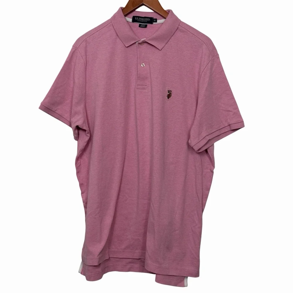 U.S. Polo Assn Polo Shirt Men's XL Pink Short Sleeve‎ Double Pony Logo Classic